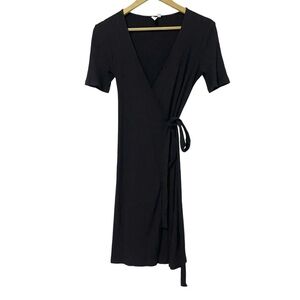 & Other Stories Black Mini Wrap Dress